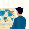 Icon representing overseas job search.